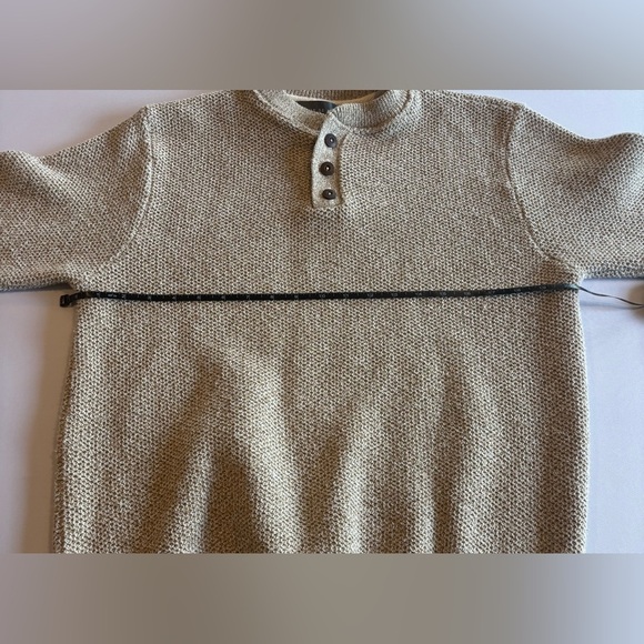 OSCAR DE LA RENTA Men’s Crewneck Long Sleeve Knit Beige Sweater Size Medium - Picture 5 of 9